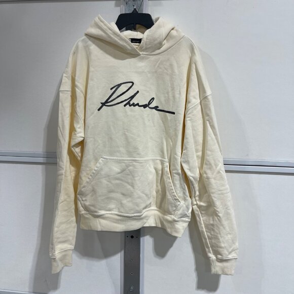NEW RHUDE SCRIPT CREAM HOODIE SZ LARGE - Picture 1 of 6